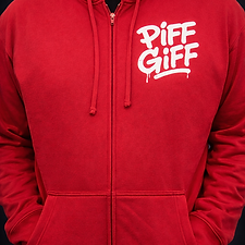 Piff Giff Zip-Up Hoodie – Red